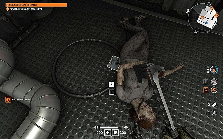 Interact with the corpse to move it and find the Information Cache Code #2 disk - Missing Resistance Fighters | Wolfenstein Youngblood Walkthrough - Side missions - Wolfenstein Youngblood Guide
