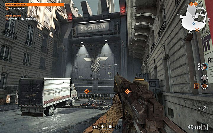 The destination is the Siegturm Plaza Gate - Raid Mission Lab X | Wolfenstein Youngblood Walkthrough - Main story - Wolfenstein Youngblood Guide