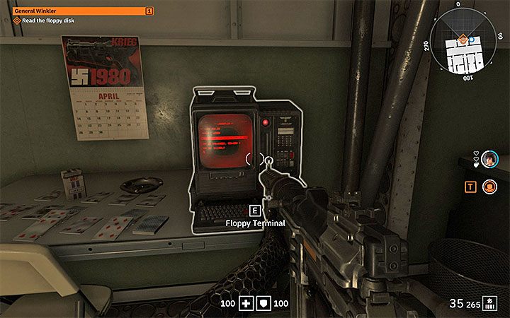 Continue exploring the area until you come across the computer with a floppy disk station - shown in the screenshot above - Der Nachtfalter | Wolfenstein Youngblood Walkthrough - Main story - Wolfenstein Youngblood Guide