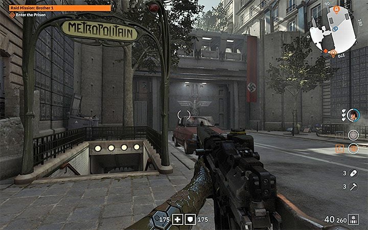 After you have reached the district of Brother 1 and made it to the surface, we suggest you go left - Raid Mission: Brother 1 | Wolfenstein Youngblood Walkthrough - Main story - Wolfenstein Youngblood Guide