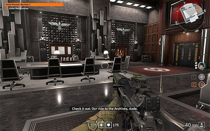 In offices you can sneak around again and then decide to travel on the side-path - Raid Mission: Brother 1 | Wolfenstein Youngblood Walkthrough - Main story - Wolfenstein Youngblood Guide
