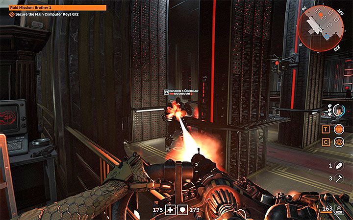 Immediately after entering the archives, you start a battle with the boss - Bruder 1 Ubergarde - Raid Mission: Brother 1 | Wolfenstein Youngblood Walkthrough - Main story - Wolfenstein Youngblood Guide