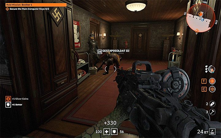 On the sides, two hidden places will open up, from which enemies will run out - Raid Mission: Brother 1 | Wolfenstein Youngblood Walkthrough - Main story - Wolfenstein Youngblood Guide