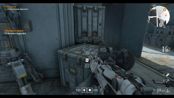 This list can be found among the metal boxes between the containers - Secrets and collectibles in Detention Area | Wolfenstein Youngblood - Collectibles and secrets - Wolfenstein Youngblood Guide