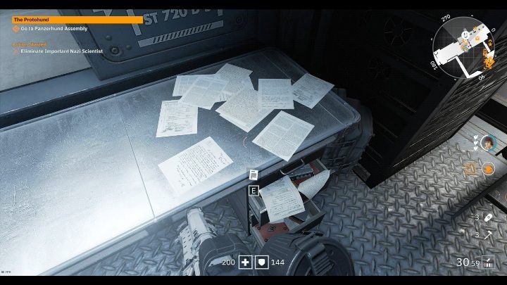 Under a desk full of documents there is a small cabinet - Secrets and collectibles in Viktory Boulevard | Wolfenstein Youngblood - Collectibles and secrets - Wolfenstein Youngblood Guide