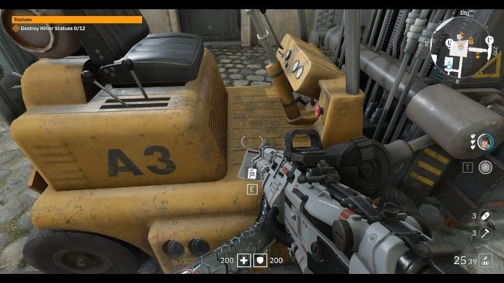 Theres a forklift in the courtyard, and theres a little note on it - Secrets and collectibles in Viktory Boulevard | Wolfenstein Youngblood - Collectibles and secrets - Wolfenstein Youngblood Guide