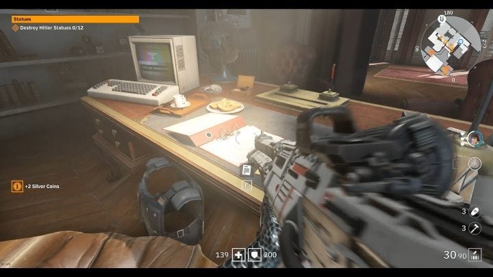 On the table next to a broken computer and a red binder you will find a letter - Secrets and collectibles in Viktory Boulevard | Wolfenstein Youngblood - Collectibles and secrets - Wolfenstein Youngblood Guide