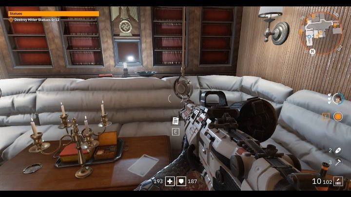 On the table, near the huge white sofa, you will find a note - Secrets and collectibles in Viktory Boulevard | Wolfenstein Youngblood - Collectibles and secrets - Wolfenstein Youngblood Guide
