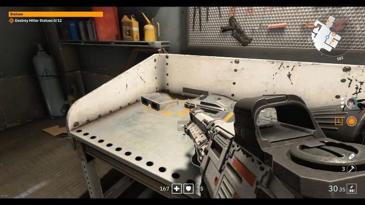 In the small workshop, on the table, there are glasses - Secrets and collectibles in Viktory Boulevard | Wolfenstein Youngblood - Collectibles and secrets - Wolfenstein Youngblood Guide