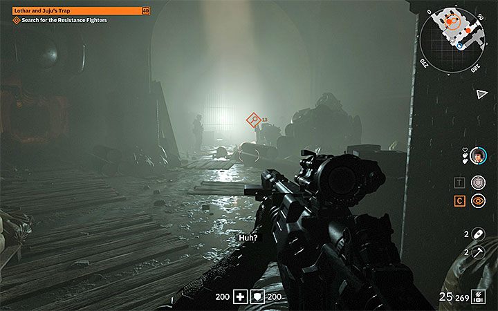 It is very dark in the basement and as a result you have to help yourself with a flashlight - Lothar and Jujus Trap | Wolfenstein Youngblood Walkthrough - Side missions - Wolfenstein Youngblood Guide