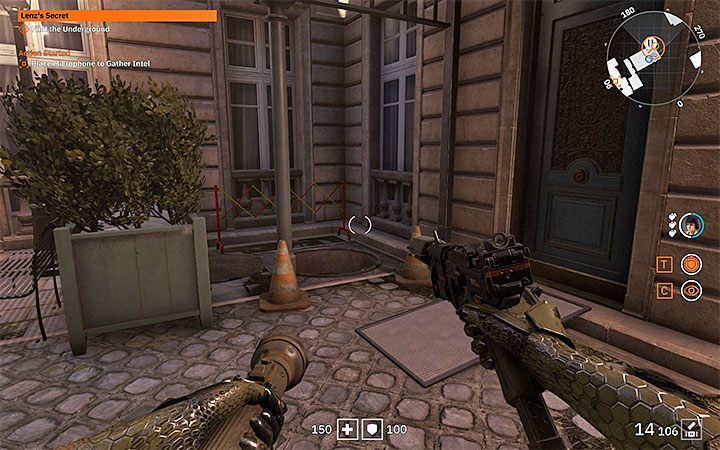 Going to the canals is shown in the attached picture - it is in one of the corners of the courtyard - Lenzs Secret | Wolfenstein Youngblood Walkthrough - Side missions - Wolfenstein Youngblood Guide