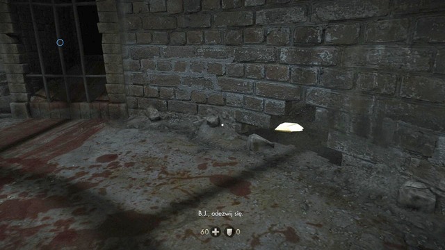 As soon as you take control of your character go to the recess, as seen in the picture, and pick up the letter lying on the floor - Chapter 1 - Prison - Walkthrough - Wolfenstein: The Old Blood - Game Guide and Walkthrough