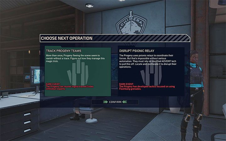 The course of investigations involved in dismantling the faction are affected by the decisions about choosing the next operation, similar to the ones seen in the screenshot above - XCOM Chimera Squad: Achievements - Appendix - XCOM Chimera Squad Guide