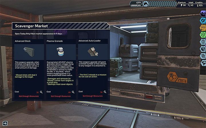 The second use of Intel is to buy unique goods at the Scavenger - XCOM Chimera Squad: Resources - what are they for? - FAQ - XCOM Chimera Squad Guide
