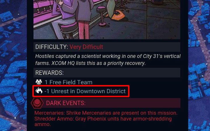 The most obvious way to lower unrest is to deal with missions and situations - XCOM Chimera Squad: Anarchy level - how to lower it? - FAQ - XCOM Chimera Squad Guide