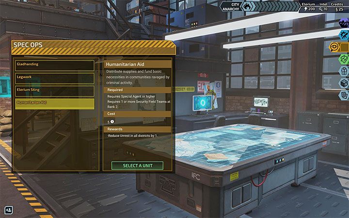 The next way to fight unrest is to perform Humanitarian Aid, which during the campaign will appear on the list of available tasks in the Spec Ops tab - XCOM Chimera Squad: Anarchy level - how to lower it? - FAQ - XCOM Chimera Squad Guide