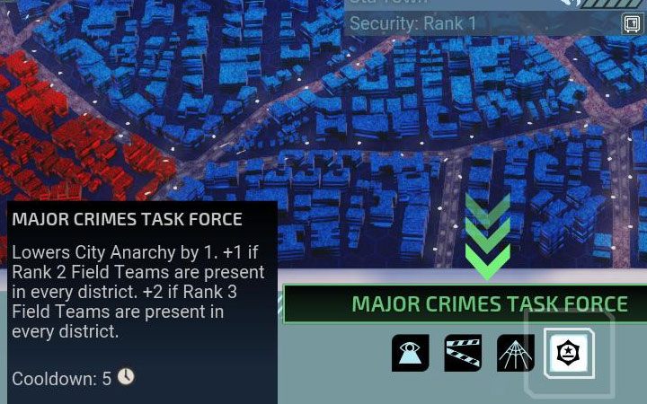 One of the best ways to mitigate anarchy in the city is to use one of the field team Abilities - Major Crimes Task Force - XCOM Chimera Squad: Anarchy level - how to lower it? - FAQ - XCOM Chimera Squad Guide
