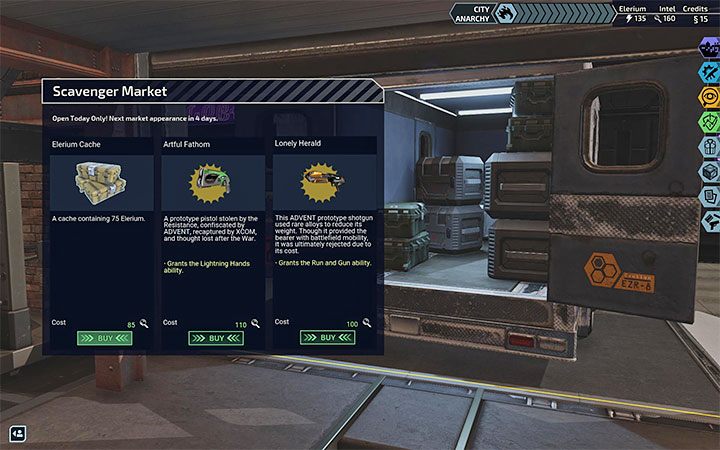 The second method of acquiring epic weapons is to buy them at the Scavenger Market - XCOM Chimera Squad: Better weapons and grenades - how to get? - FAQ - XCOM Chimera Squad Guide