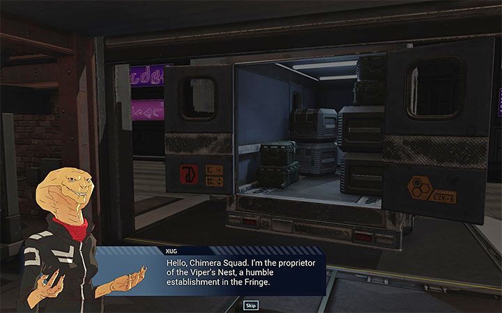 The reward for completing it is a meeting with Xug, a person managing the market - XCOM Chimera Squad: Scavenger Market - how to unlock? - FAQ - XCOM Chimera Squad Guide