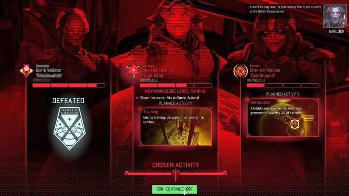 The chosen status screen. - General information | The Chosen - The Chosen - XCOM 2 Game Guide