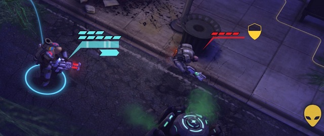 Yellow shield and icon-head: the target is flanked and does not receive bonuses from the shield - Shooting the right way - Turn-based combat system - XCOM: Enemy Unknown - Game Guide and Walkthrough