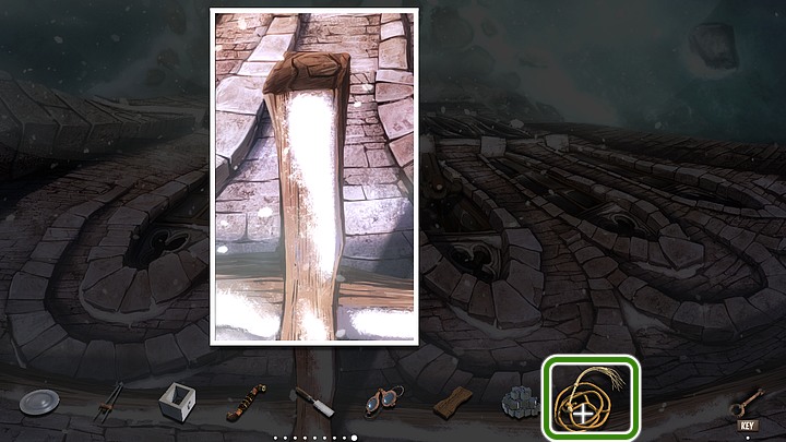 Combine rope with cat-o-nine-tails and throw it on the beam - Chapter Two - The sacred monastery of Santa Brigida | Walkthrough - Walkthrough - Yesterday Origins Game Guide