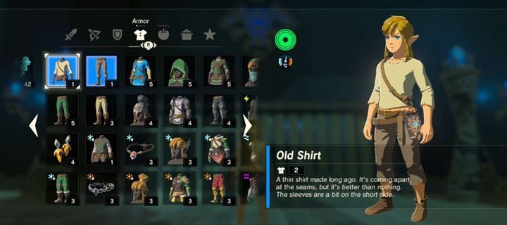 All item sets in the Zelda Breath of the Wild game - The Legend of