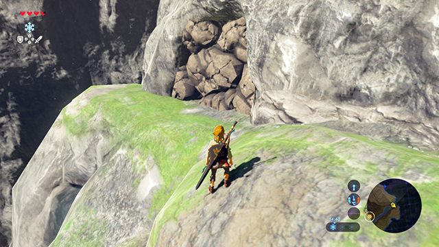 Use a bomb to destroy the wall - Side quests in Dueling Peaks Tower in Zelda Breath of the Wild - Side quests - The Legend of Zelda Breath of the Wild Guide